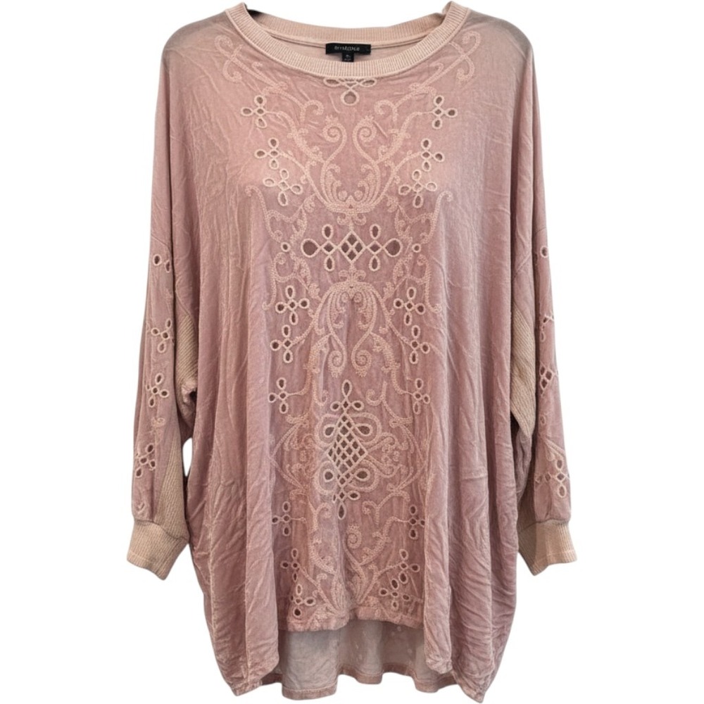 Johnny Was Pink Velvet Embroidered Eyelet Tunic Top P13418-8 Large
